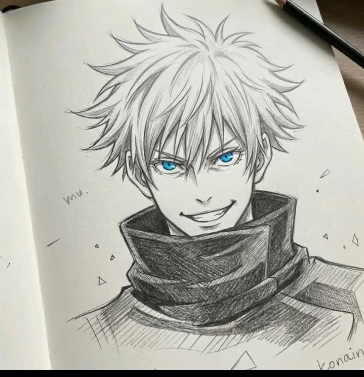 Charismatic Smiling Hero with Blue Eyes