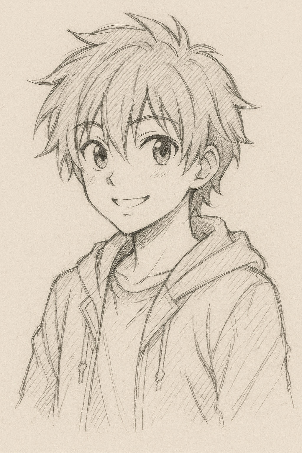 Cheerful Character in Casual Hoodie