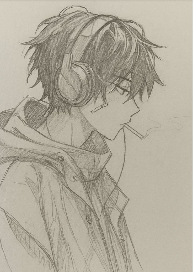 Cool Character with Headphones and Smoke
