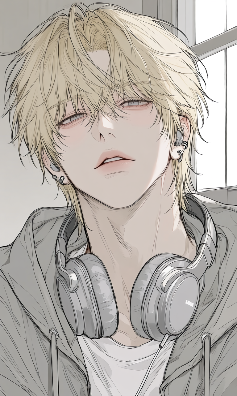 Stylish Blonde with Headphones