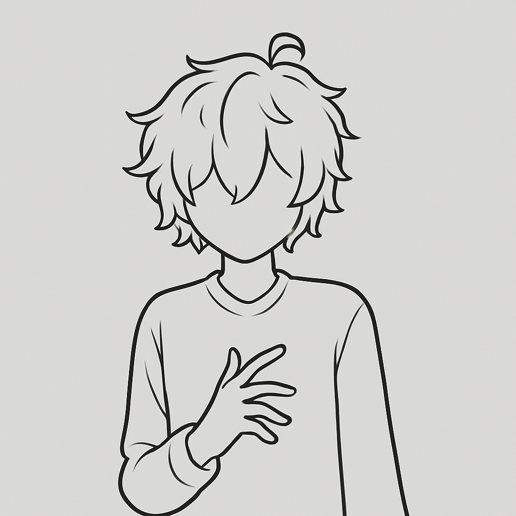 Anime Boy Drawing: Stylish Casual Pose with Playful Gesture