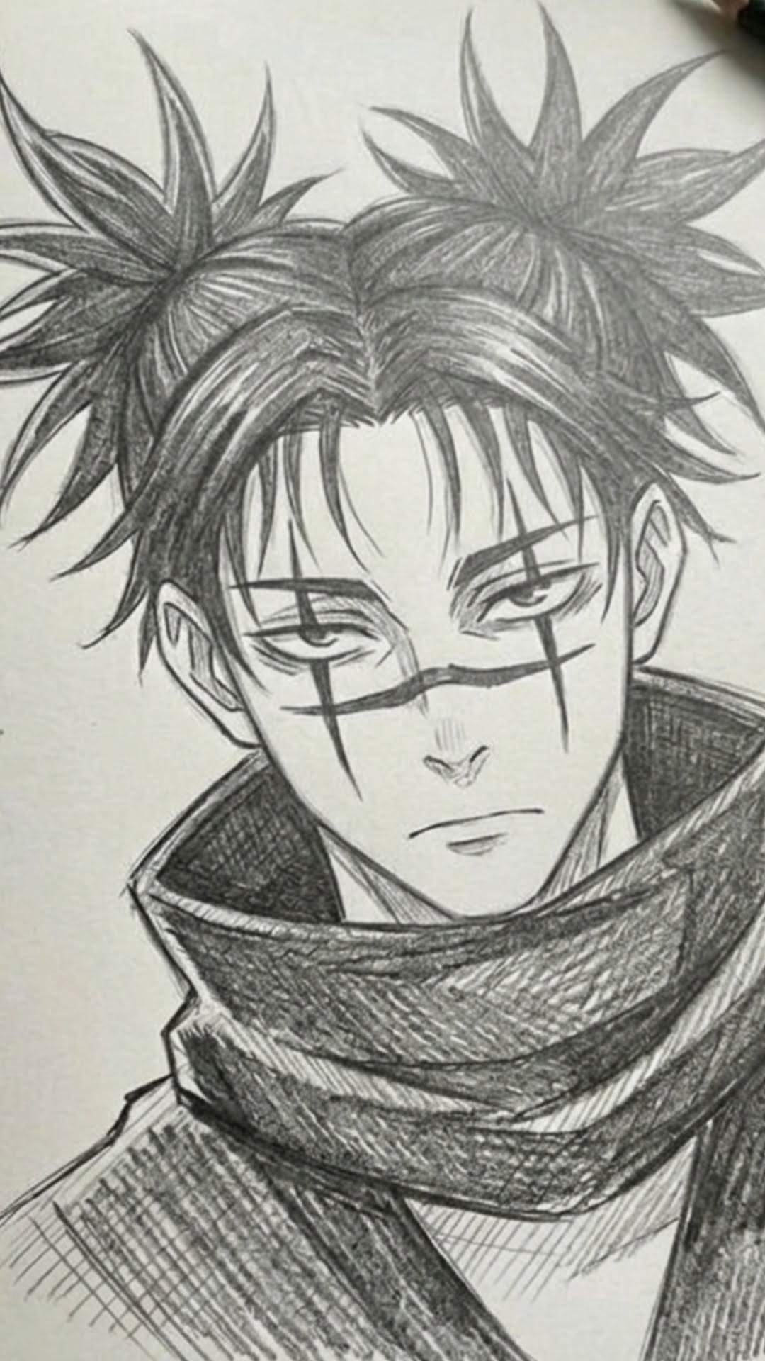 Stylish Character with Unique Hairstyle and Scarf