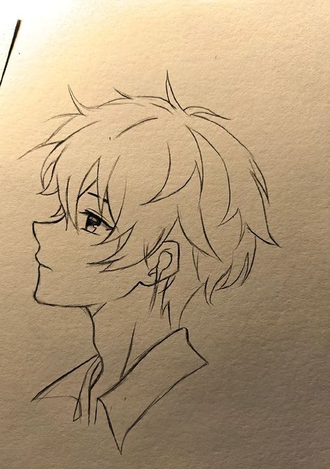 Anime Boy Drawing: Stylish Youthful Profile Sketch