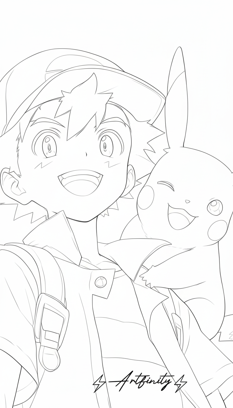 Ash Ketchum and Pikachu Drawing