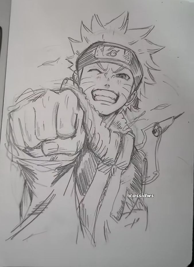 Dynamic Naruto Uzumaki Punching Sketch
