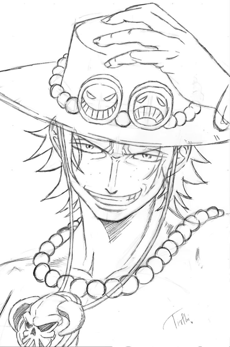 Epic Ace Drawing from One Piece