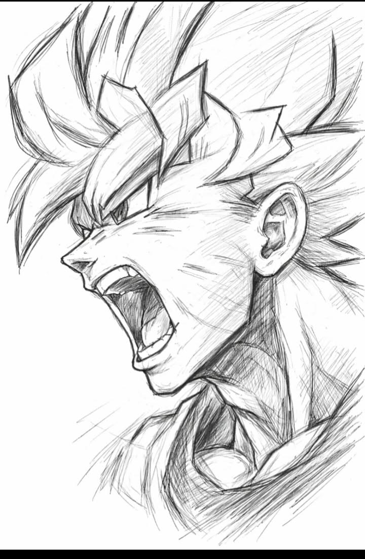 Anime Characters to Draw: Intense Goku Sketch Drawing