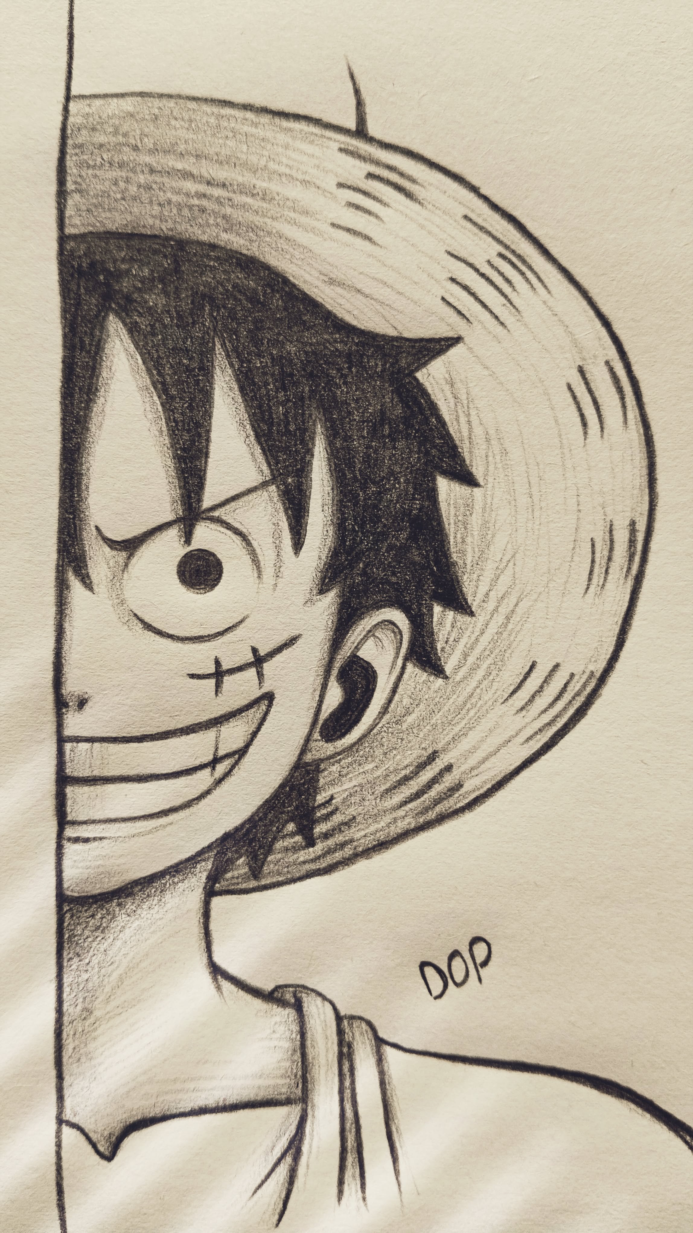 Luffy Drawing with Straw Hat