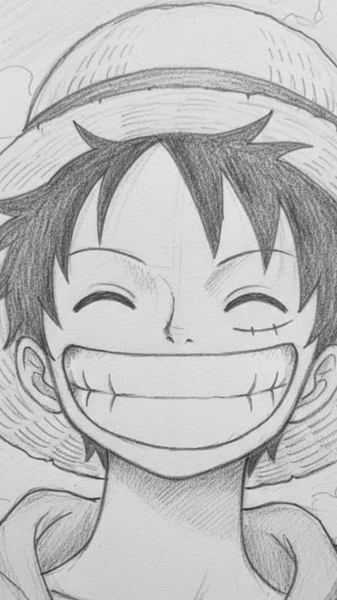 Luffy Smiling Face Drawing Tutorial