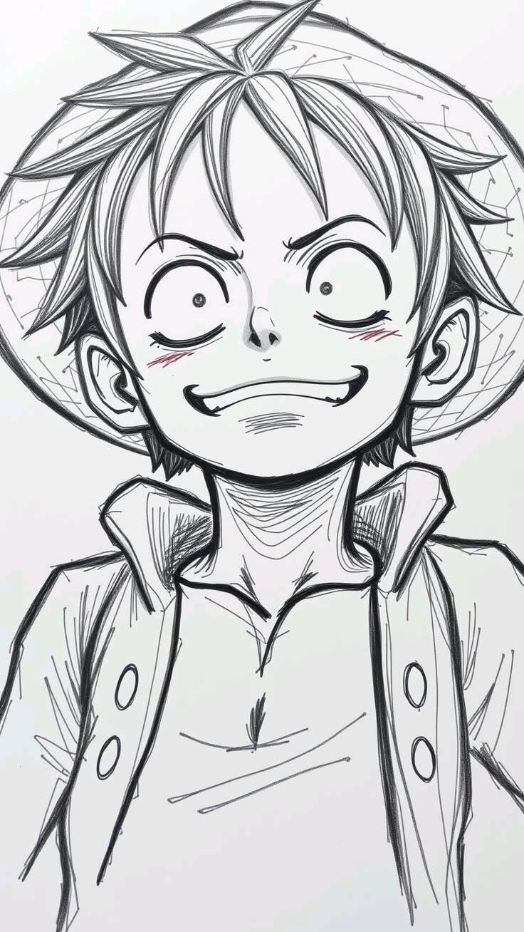 Sketch Luffy Gear 5 Drawing