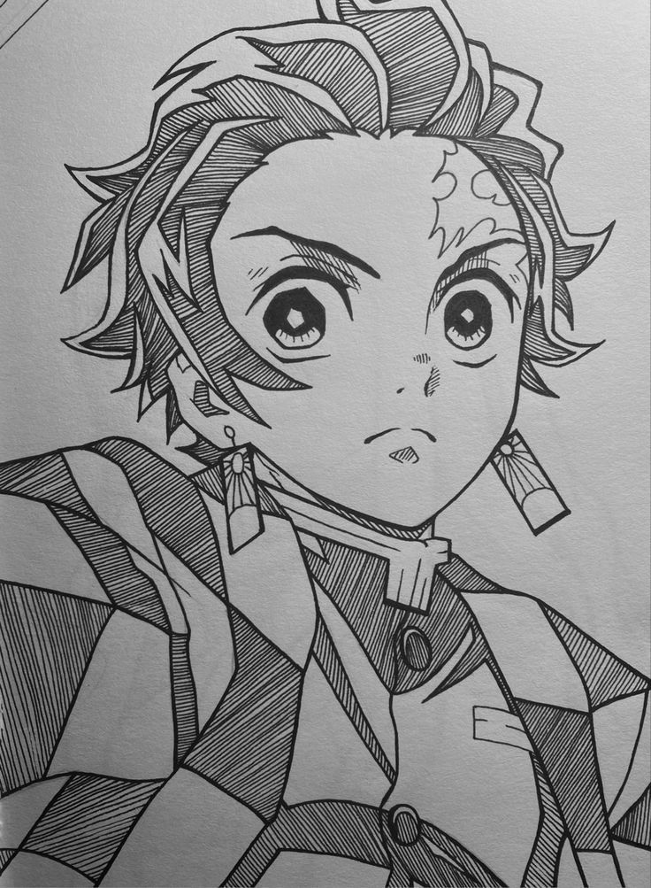 Zenitsu Agatsuma Line Art Drawing