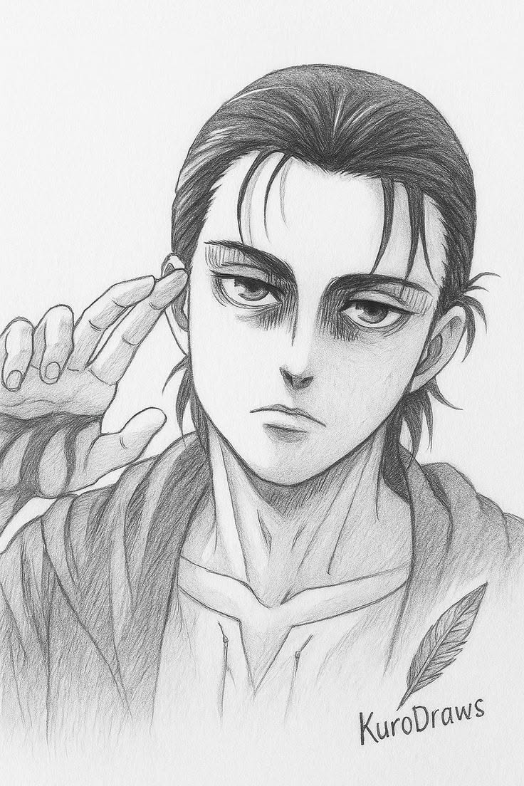 Eren Yeager Intense Gaze Sketch