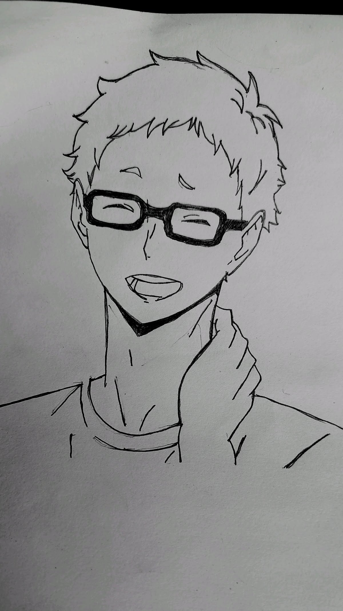 Happy Boy with Glasses Sketch
