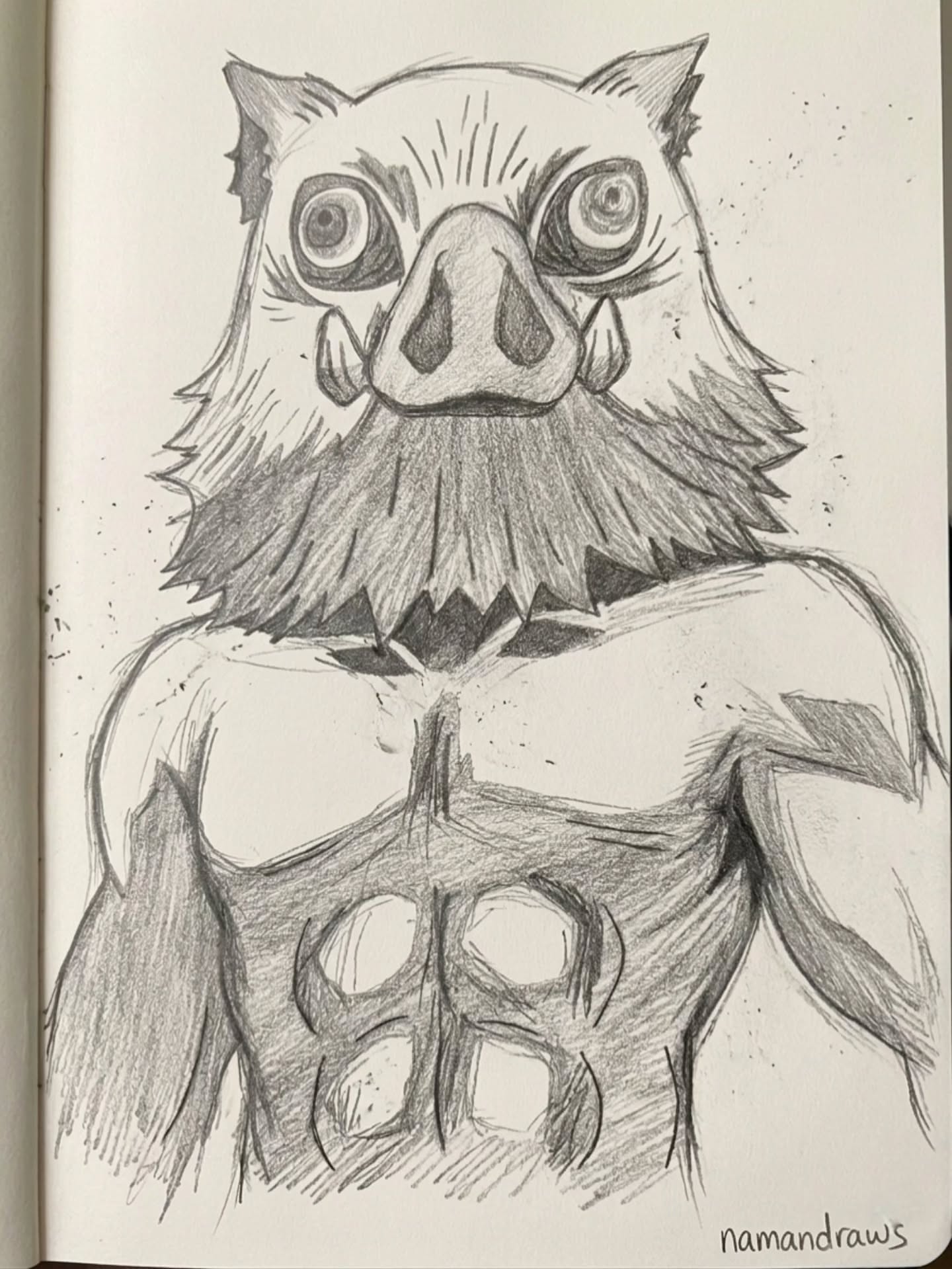 Inosuke Hashibira Boar Mask Sketch