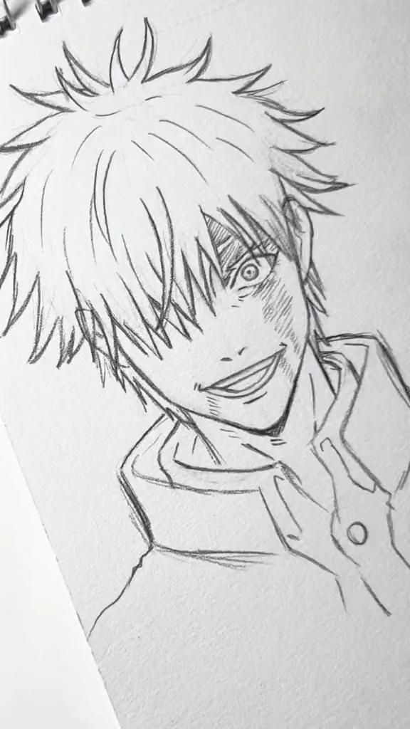 Intense Gojo Satoru Smile Sketch