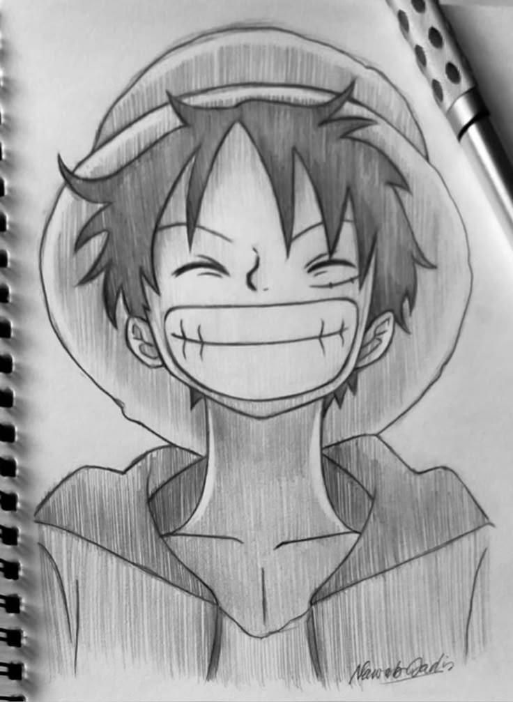 Luffy Grinning in his Straw Hat