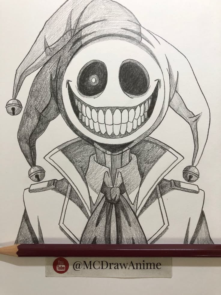 Mysterious Harlequin Smiling Character Sketch