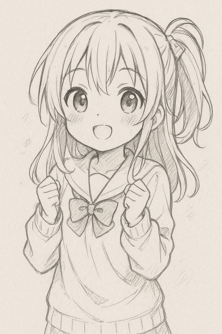 Adorable Smiling Girl in School Uniform