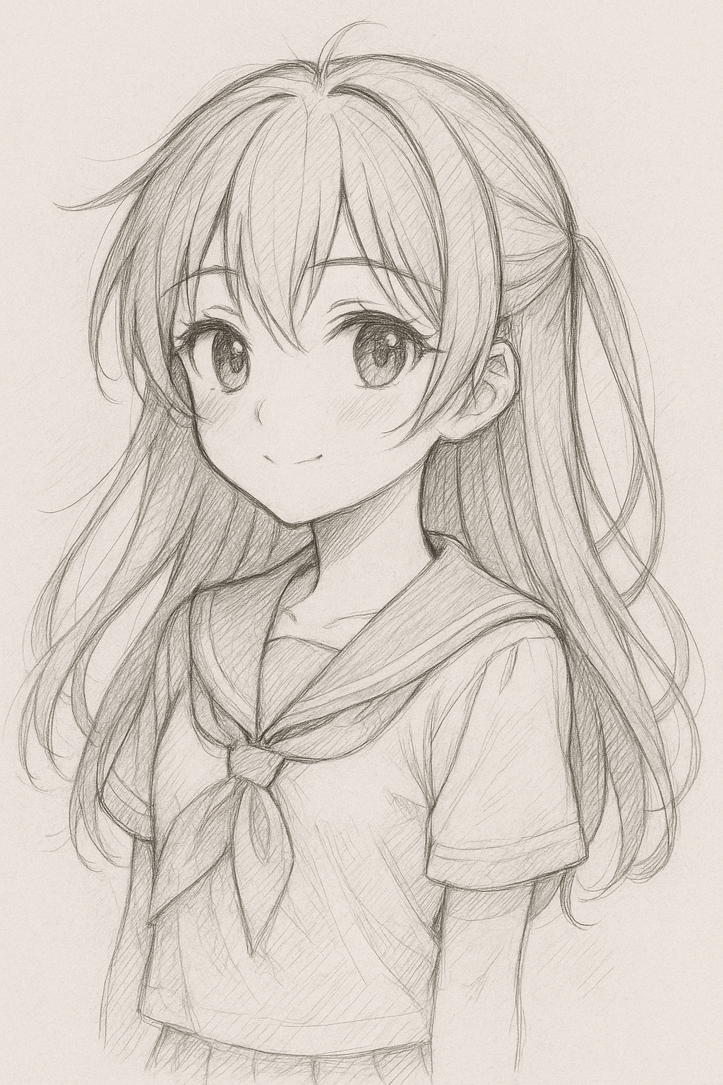Charming Girl in Sailor Uniform with Gentle Smile