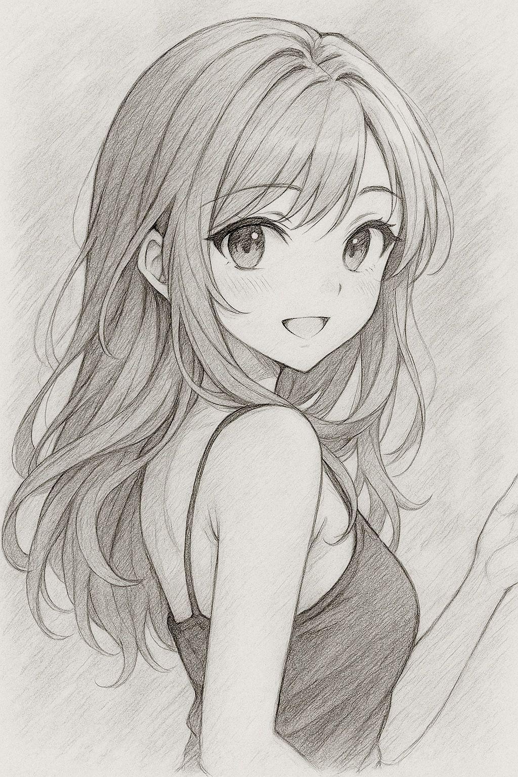 Charming Girl with Long Hair and Cheerful Smile