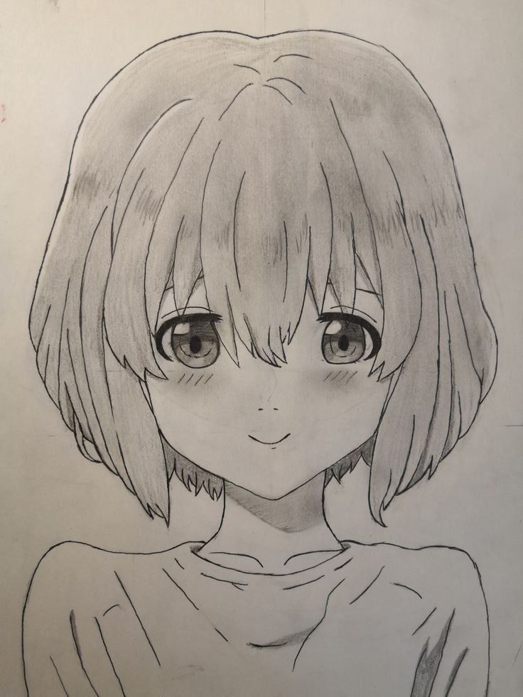 Charming Short-Haired Girl with Blushing Smile