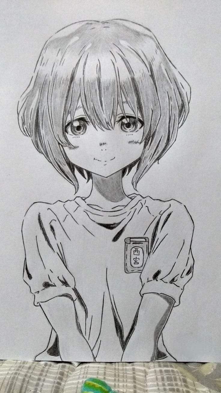 Charming Short-Haired Girl with Innocent Smile