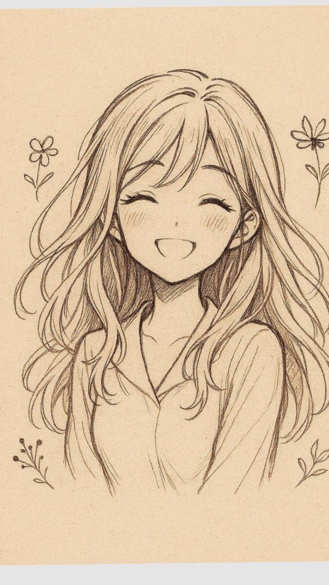 Charming Smiling Girl with Flowing Hair