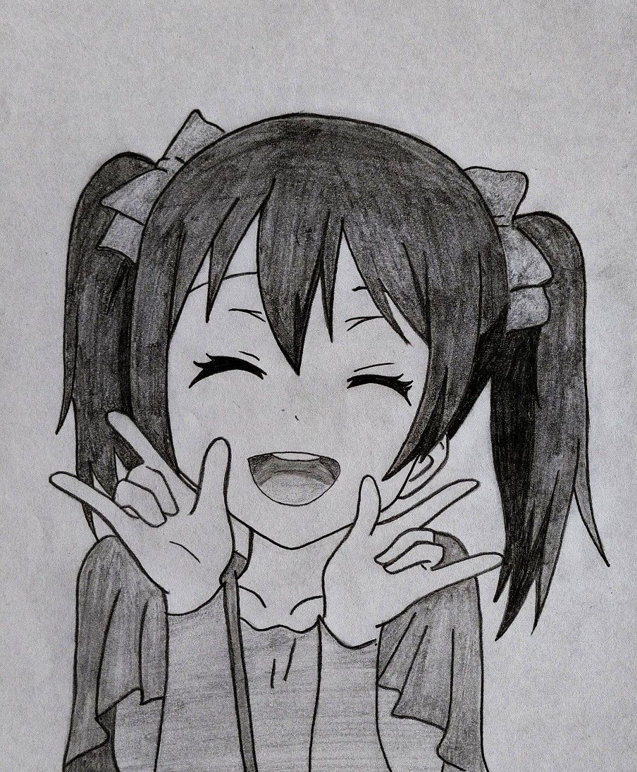 Cheerful Girl with Ponytails and Cute Expressions