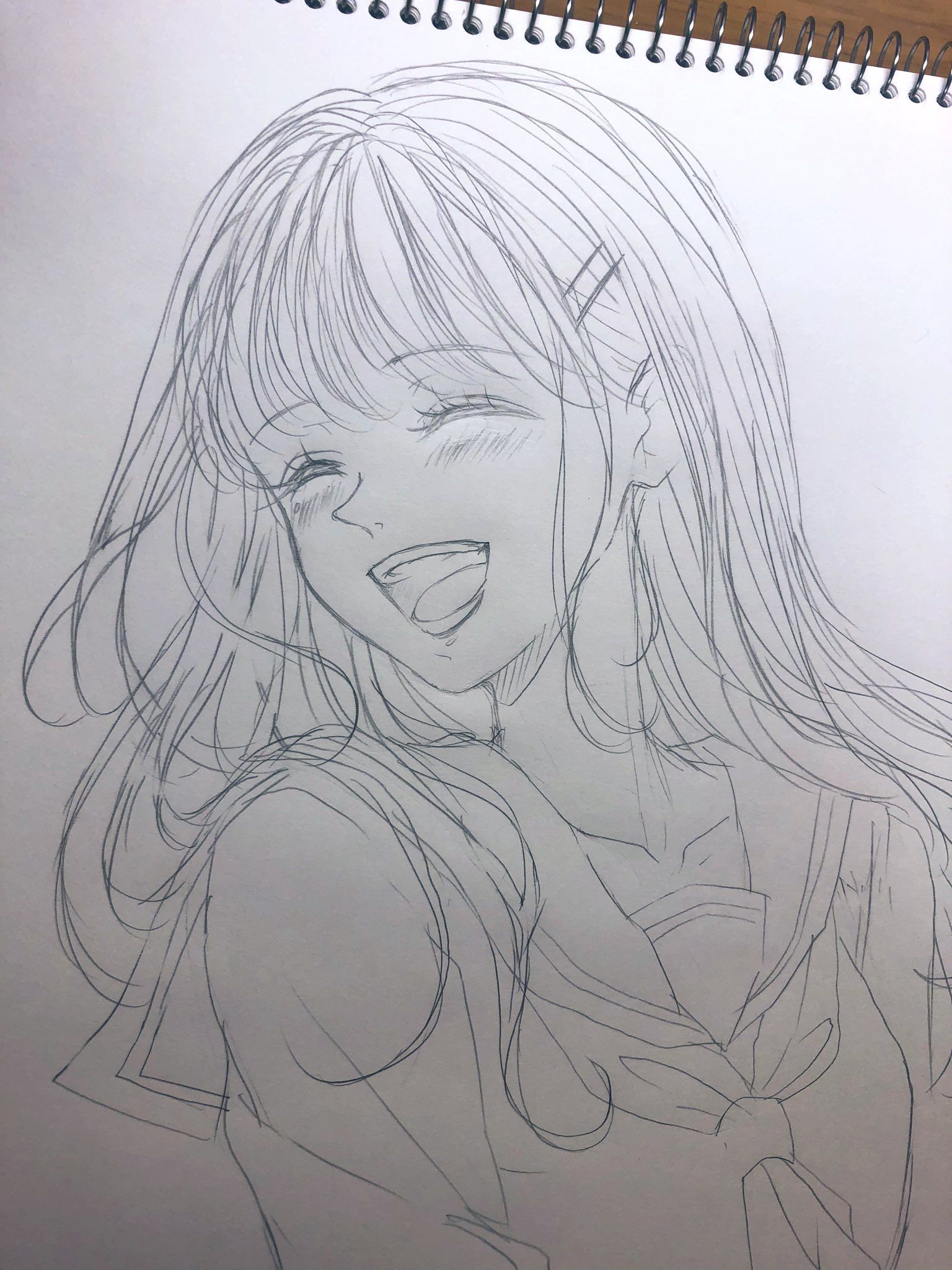 Cheerful Smiling Girl in School Uniform