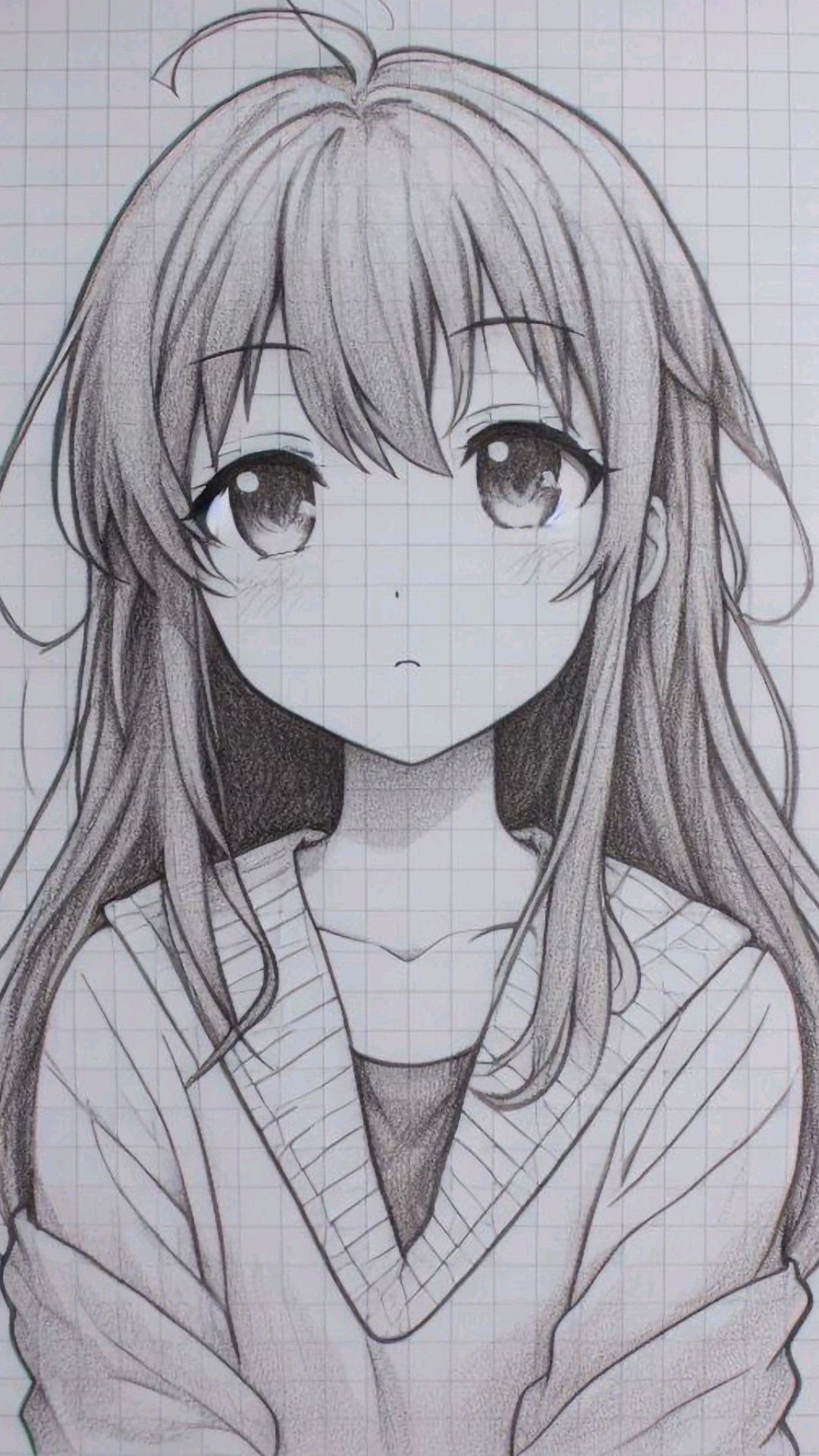Cute Girl with Long Hair and Sweater