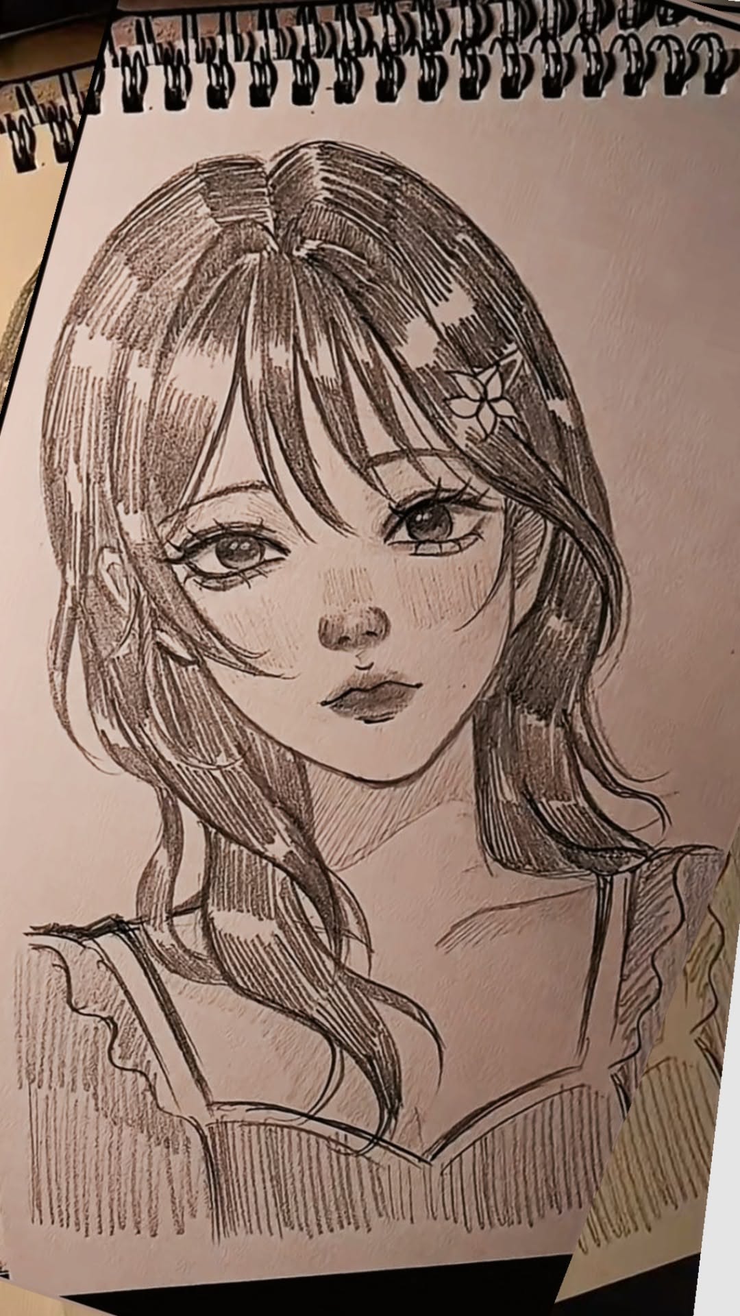 Elegant Girl with Long Hair and Flower