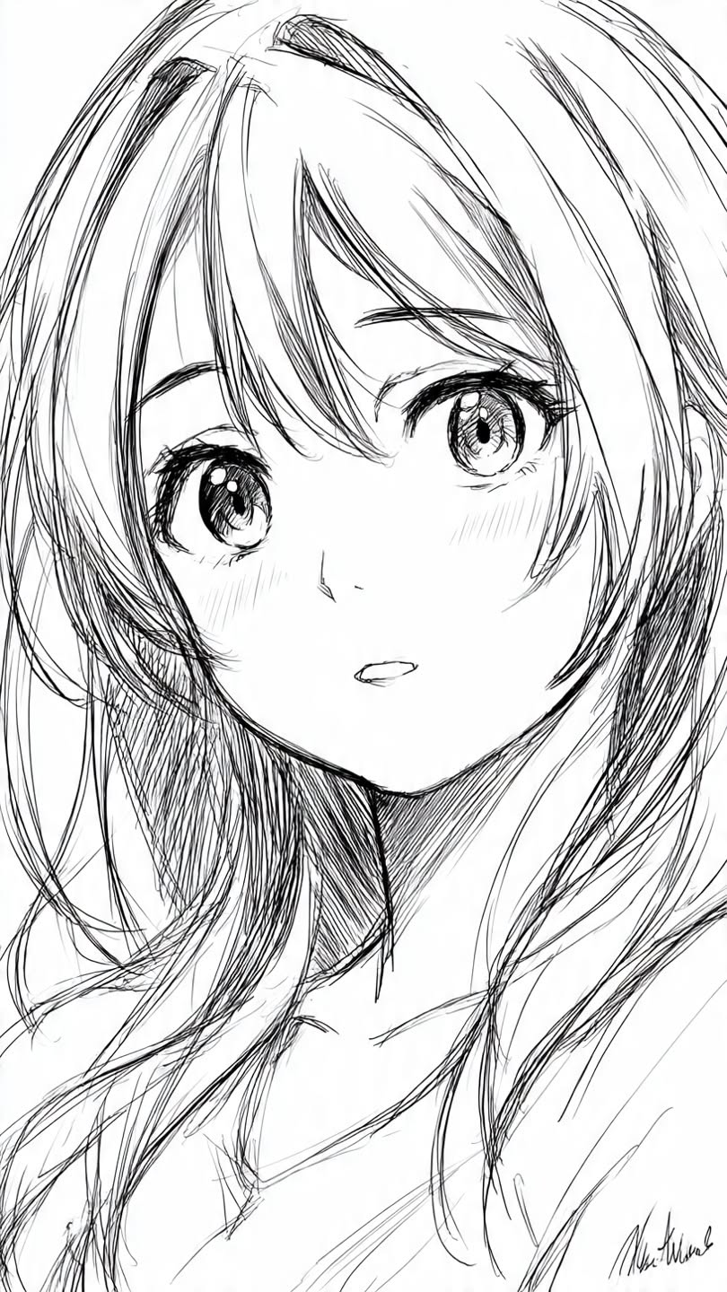 Enchanting Portrait of a Long-Haired Girl with Big Eyes