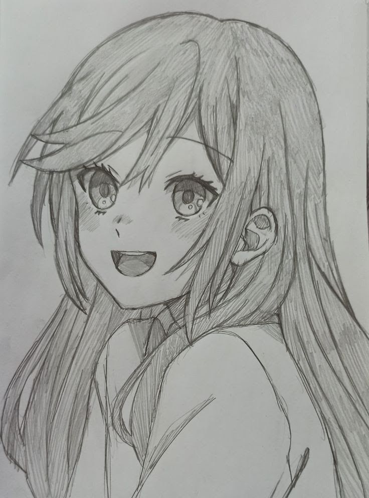 Joyful Smiling Girl with Long Hair