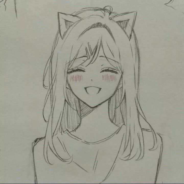 Kawaii Girl with Cat Ears and Sweet Smile