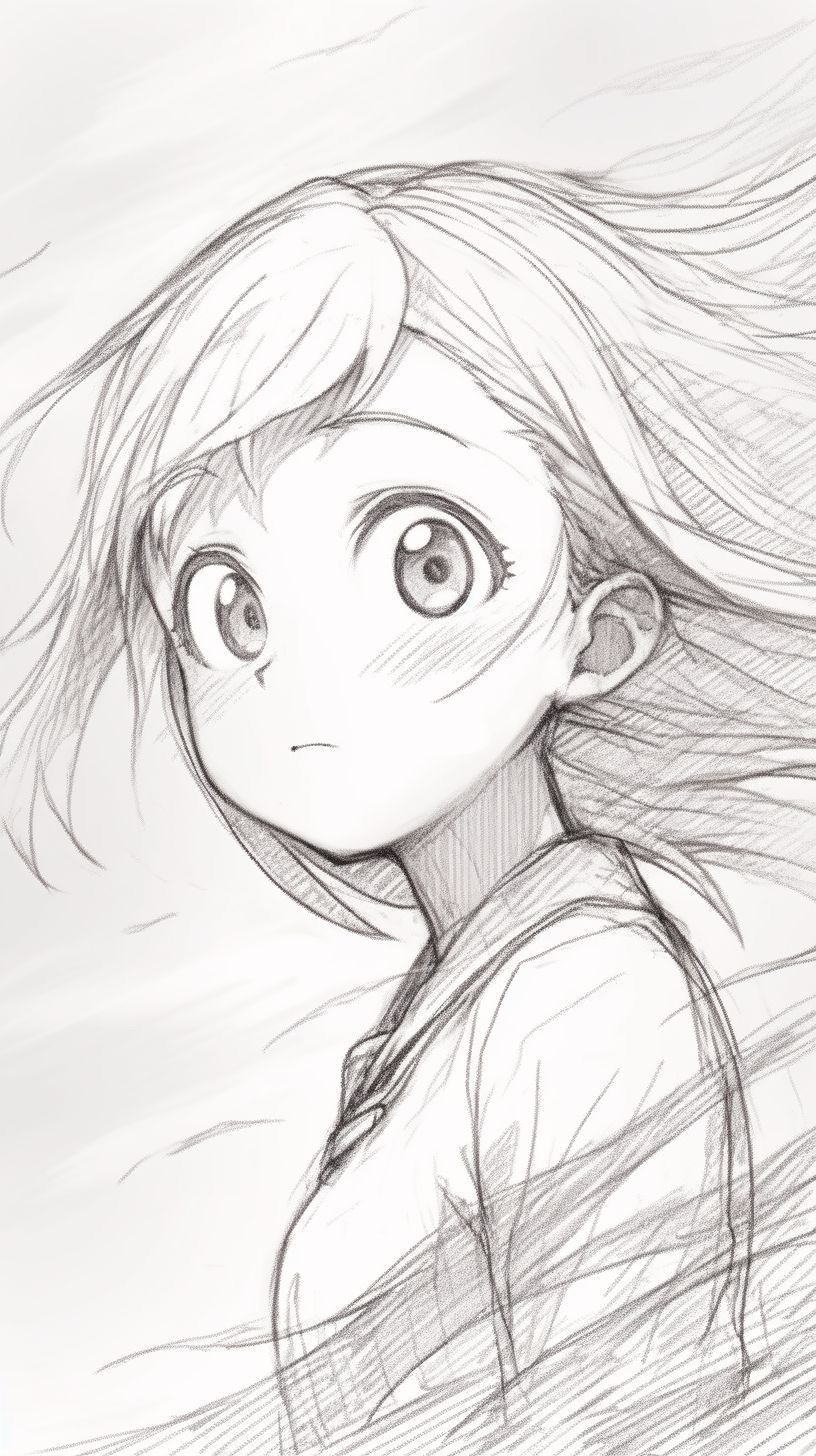 Long-Haired Girl with Expressive Eyes in Motion