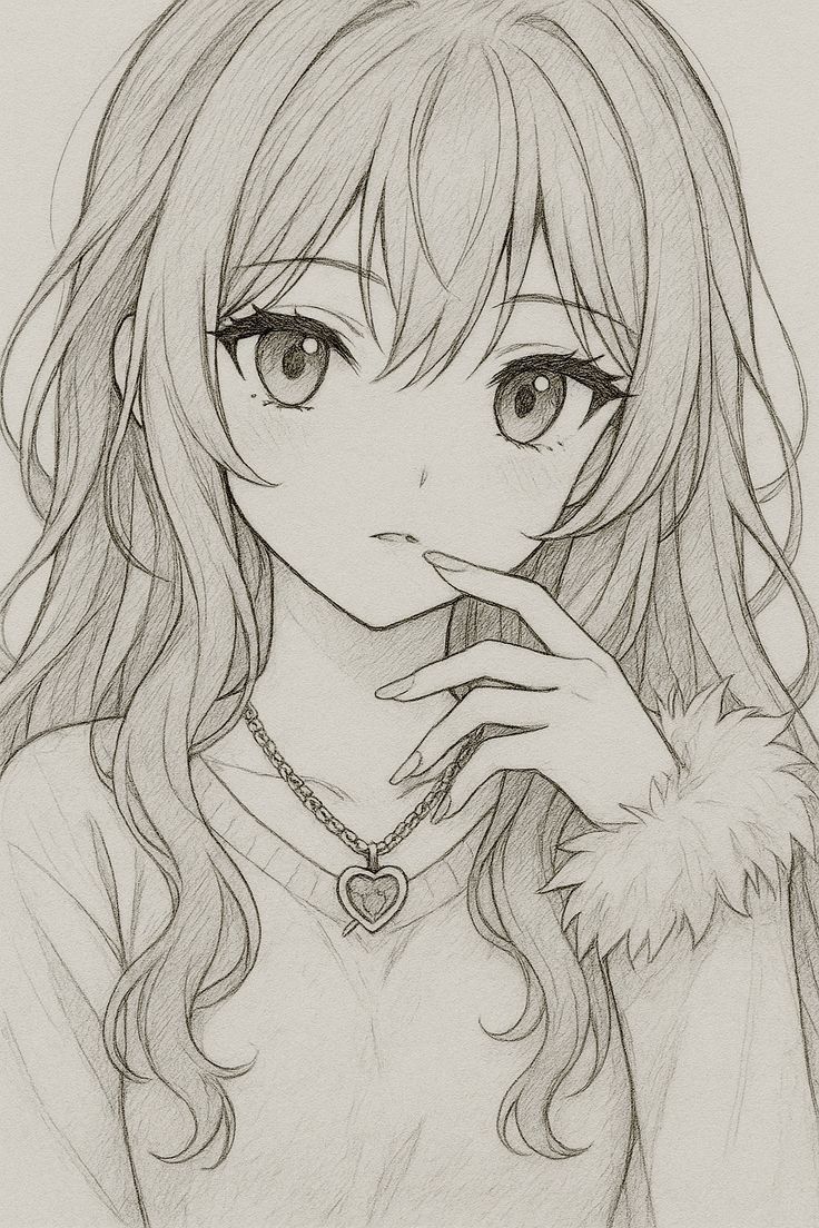 Stylish Girl with Long Hair and Heart Necklace
