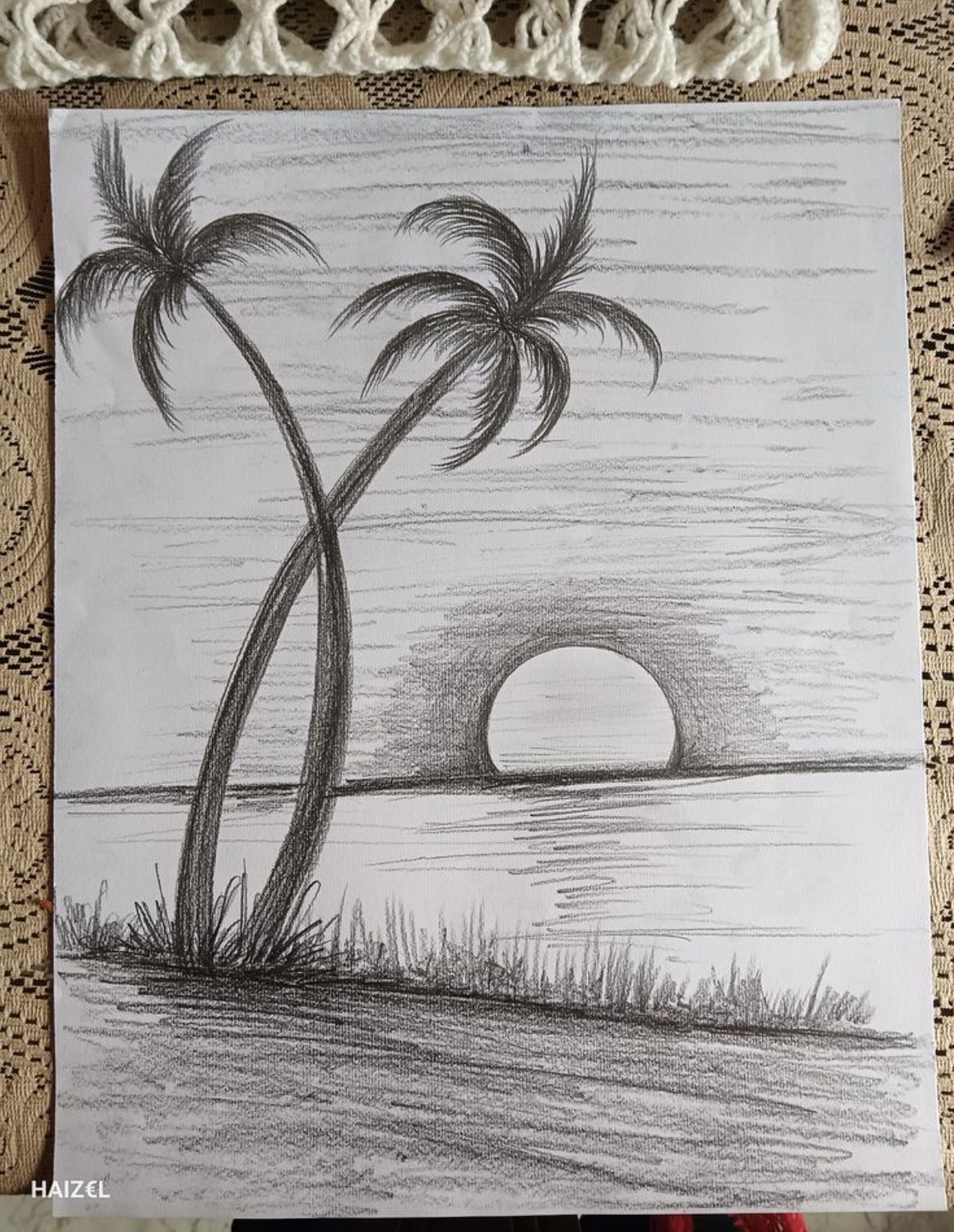 Serene Palm Trees and Sunset Reflection