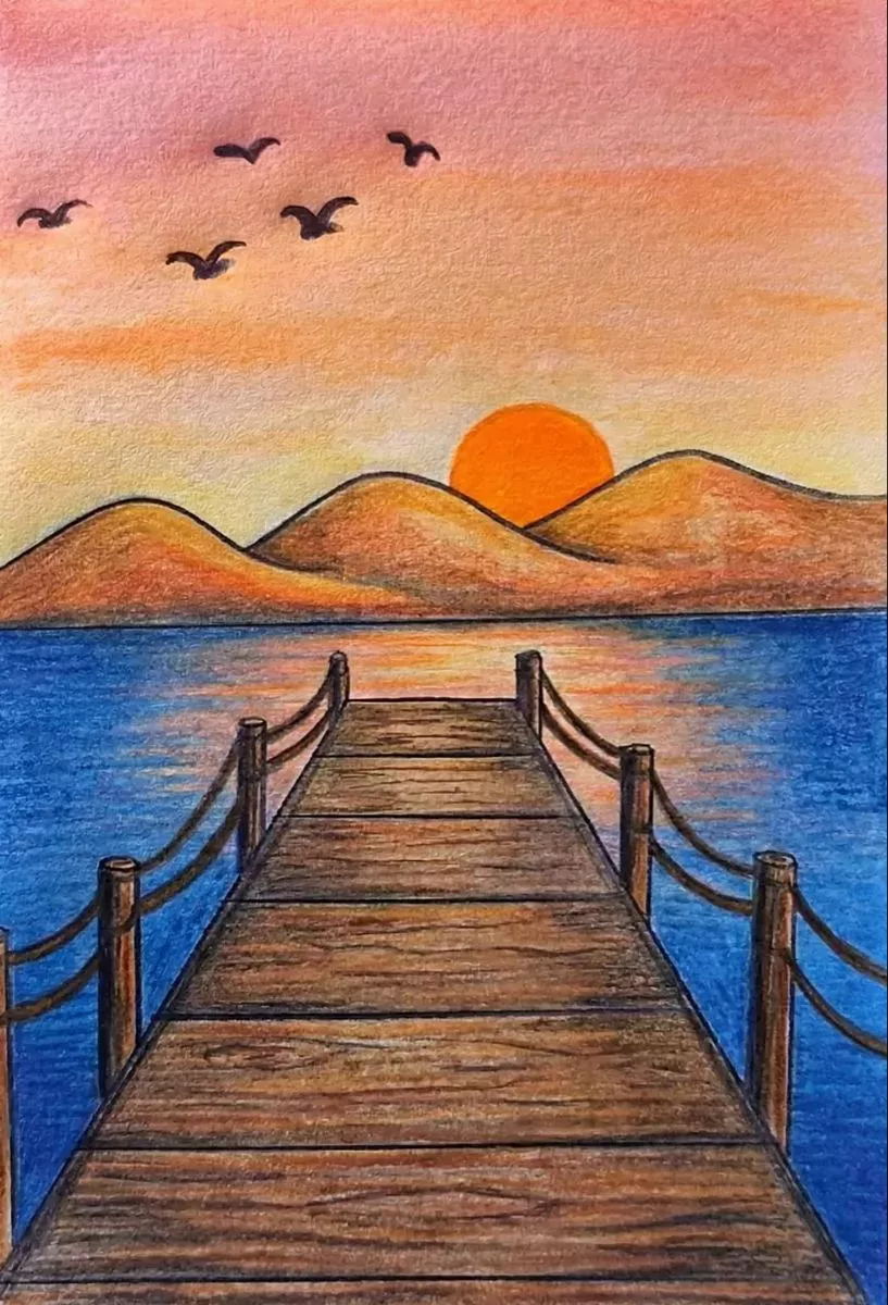 Serene Sunset Dock Over Calm Waters
