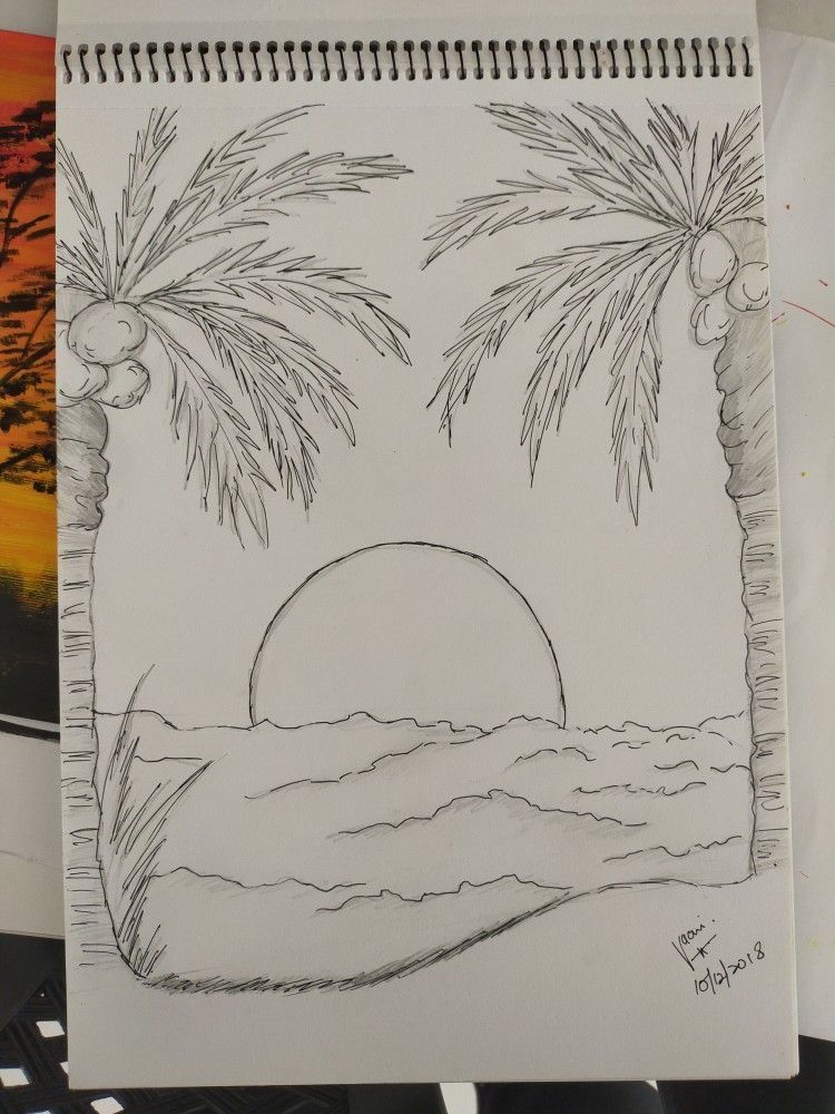 Tranquil Sunset Between Palm Trees