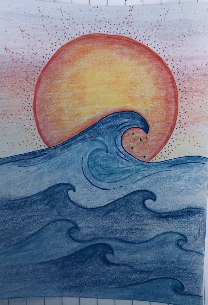 Vibrant Sunset Over Gentle Waves
