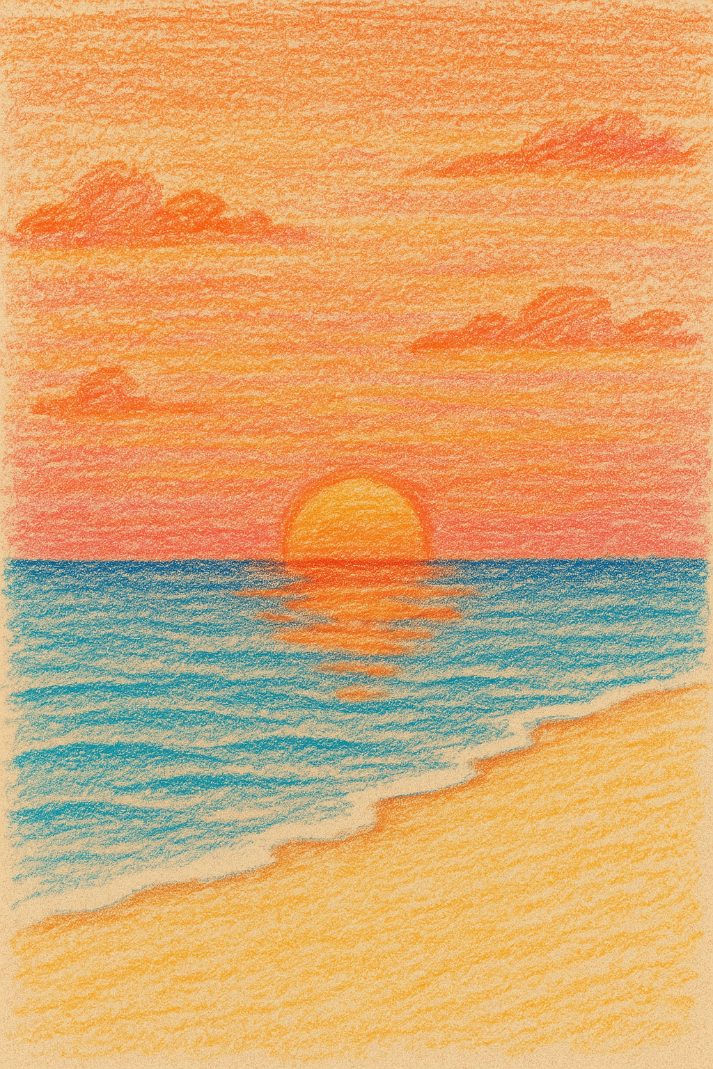 Vibrant Sunset Over Tranquil Waves
