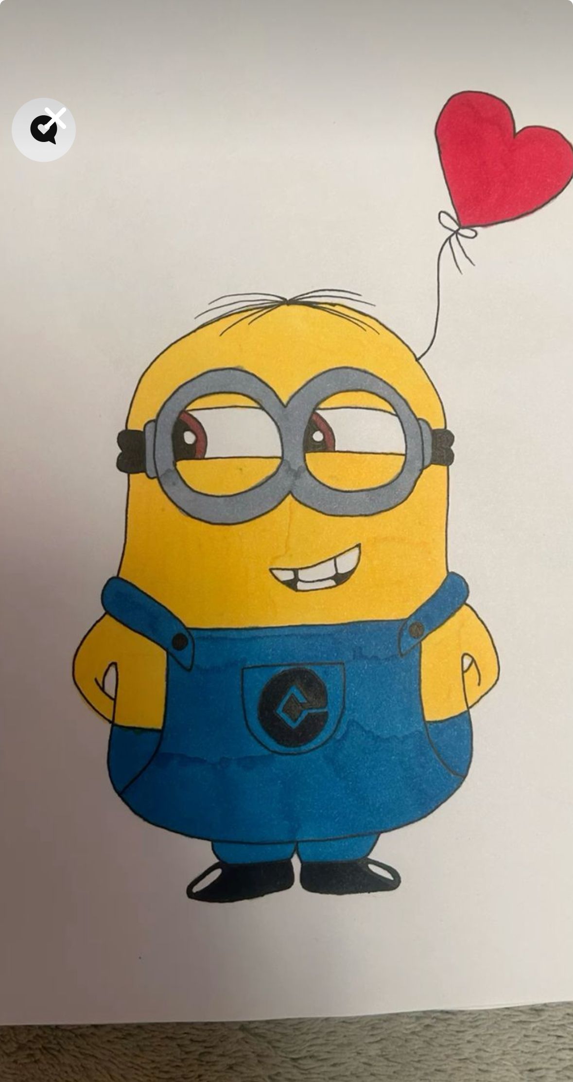 Fun Minion Drawing with Heart Balloon