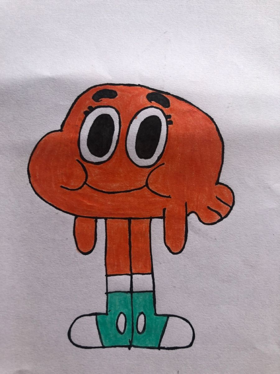 Gumball Watterson Drawing Adorable Fish from The Amazing World of Gumball