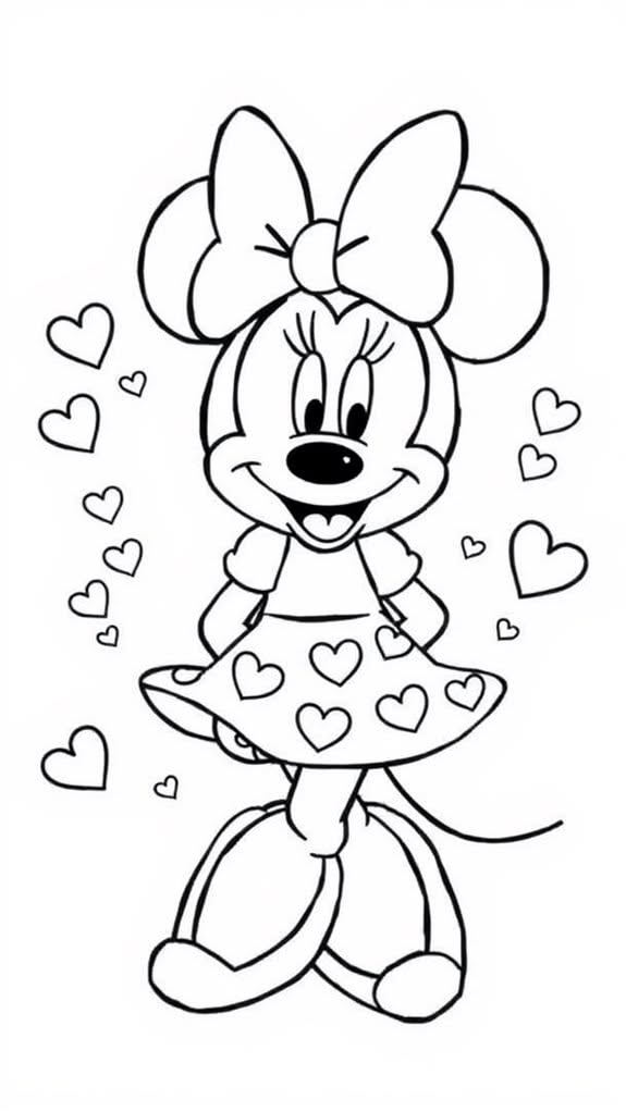Minnie Mouse Drawing Adorable Bow and Hearts
