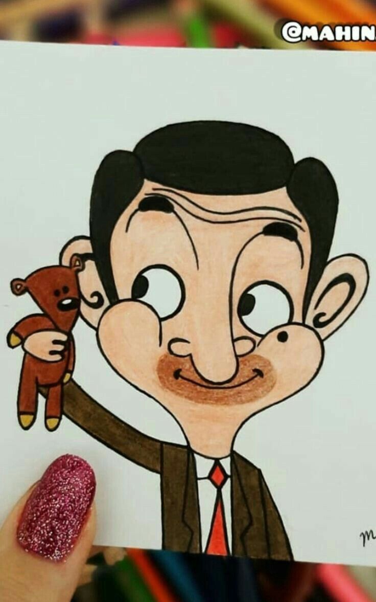 Mr. Bean Drawing with Teddy