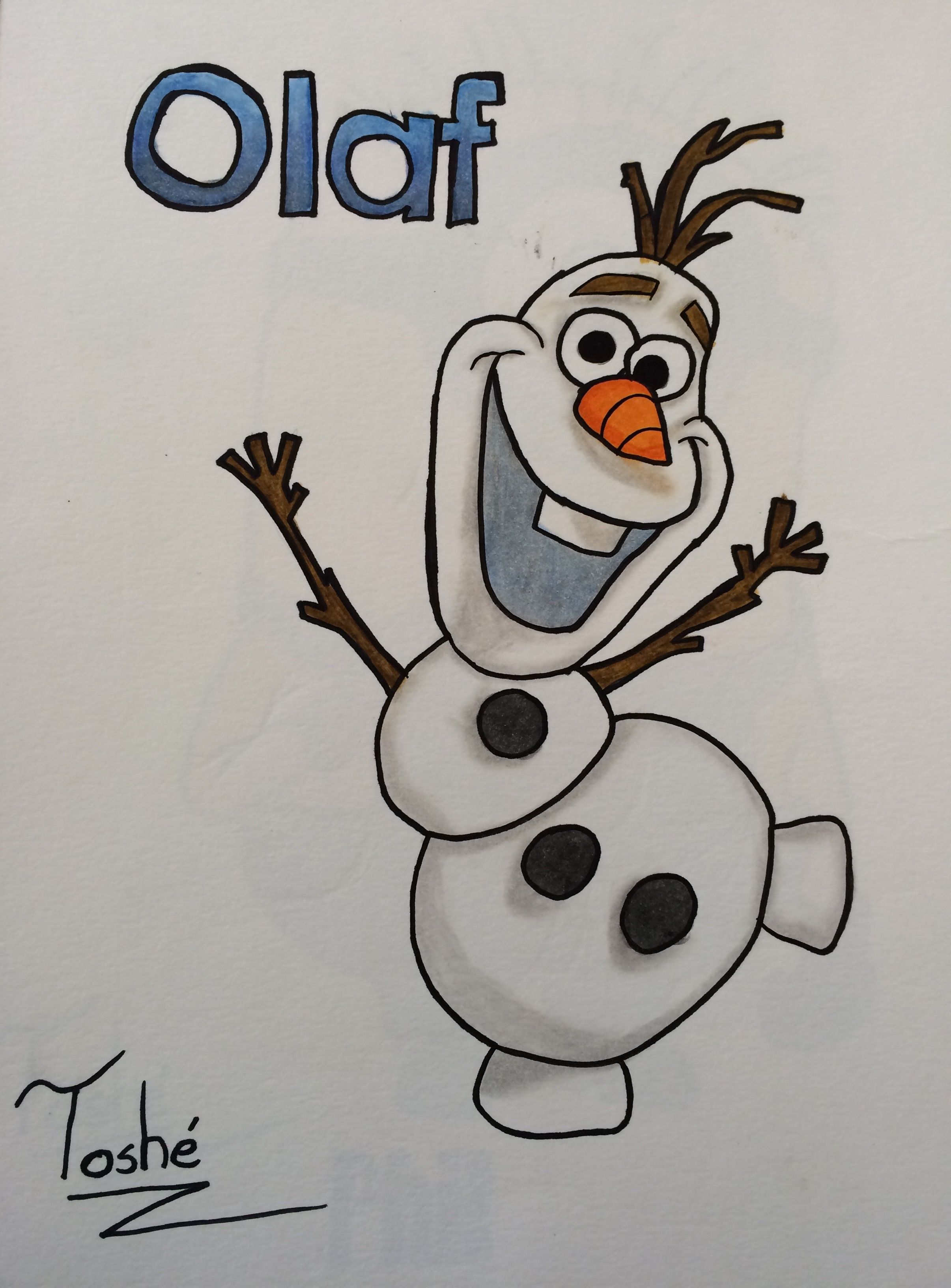 Olaf Drawing Adorable Snowman from Frozen
