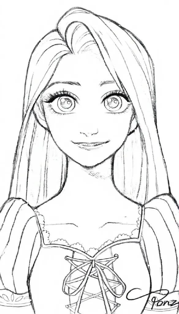 Cartoon Characters to Draw: Rapunzel Drawing Beautiful Disney Princess