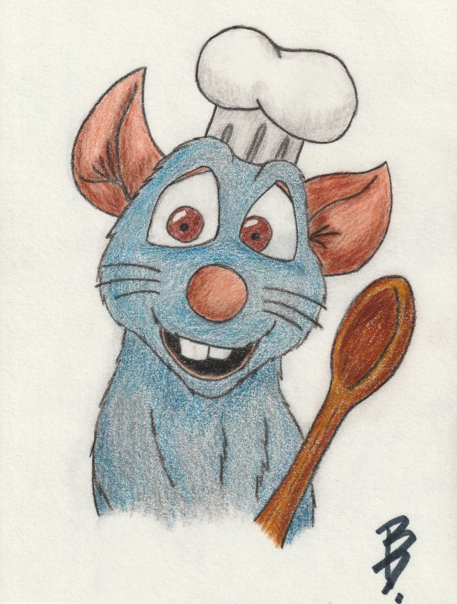 Remy Drawing Cute Chef Rat from Ratatouille