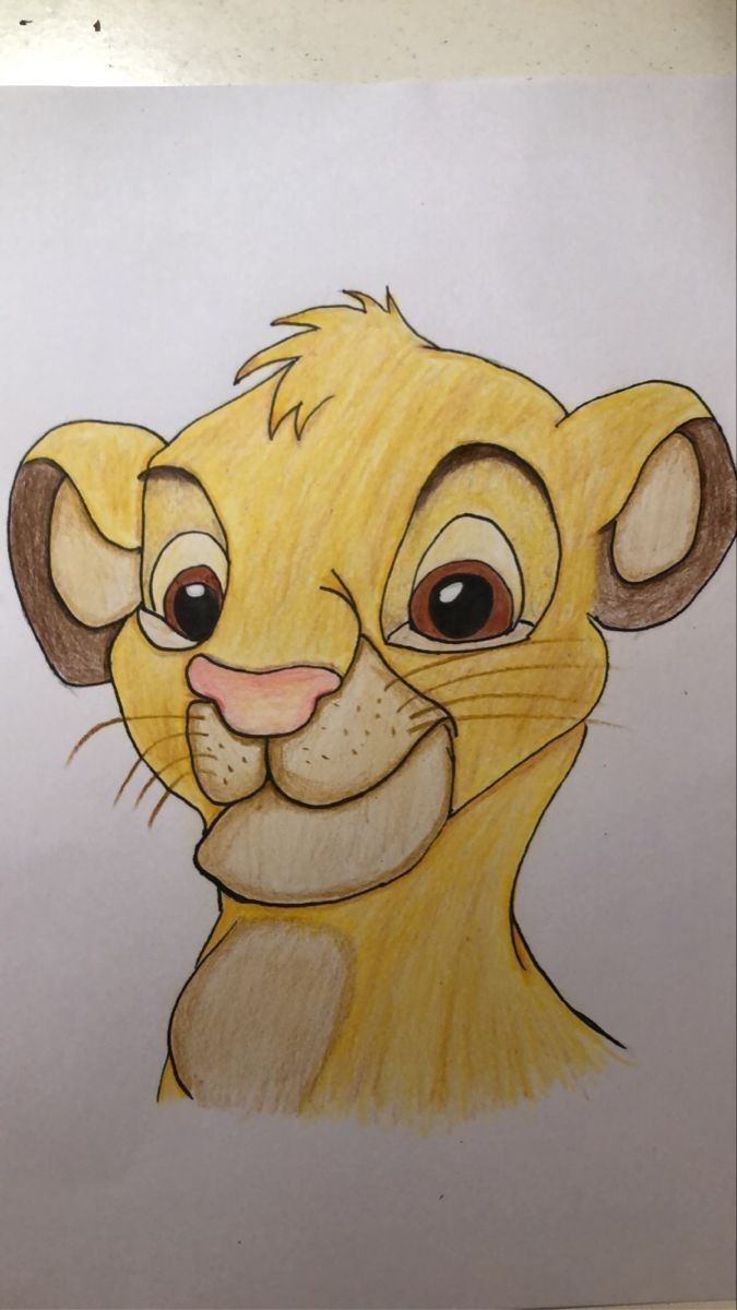 Cartoon Characters to Draw: Simba Drawing Cute Lion from The Lion King