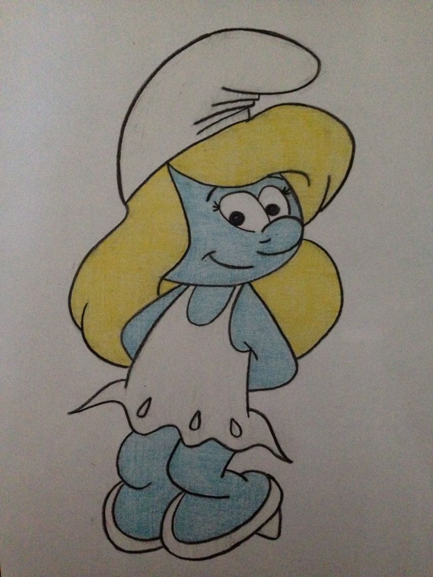 Smurfette Drawing Adorable Blue Character